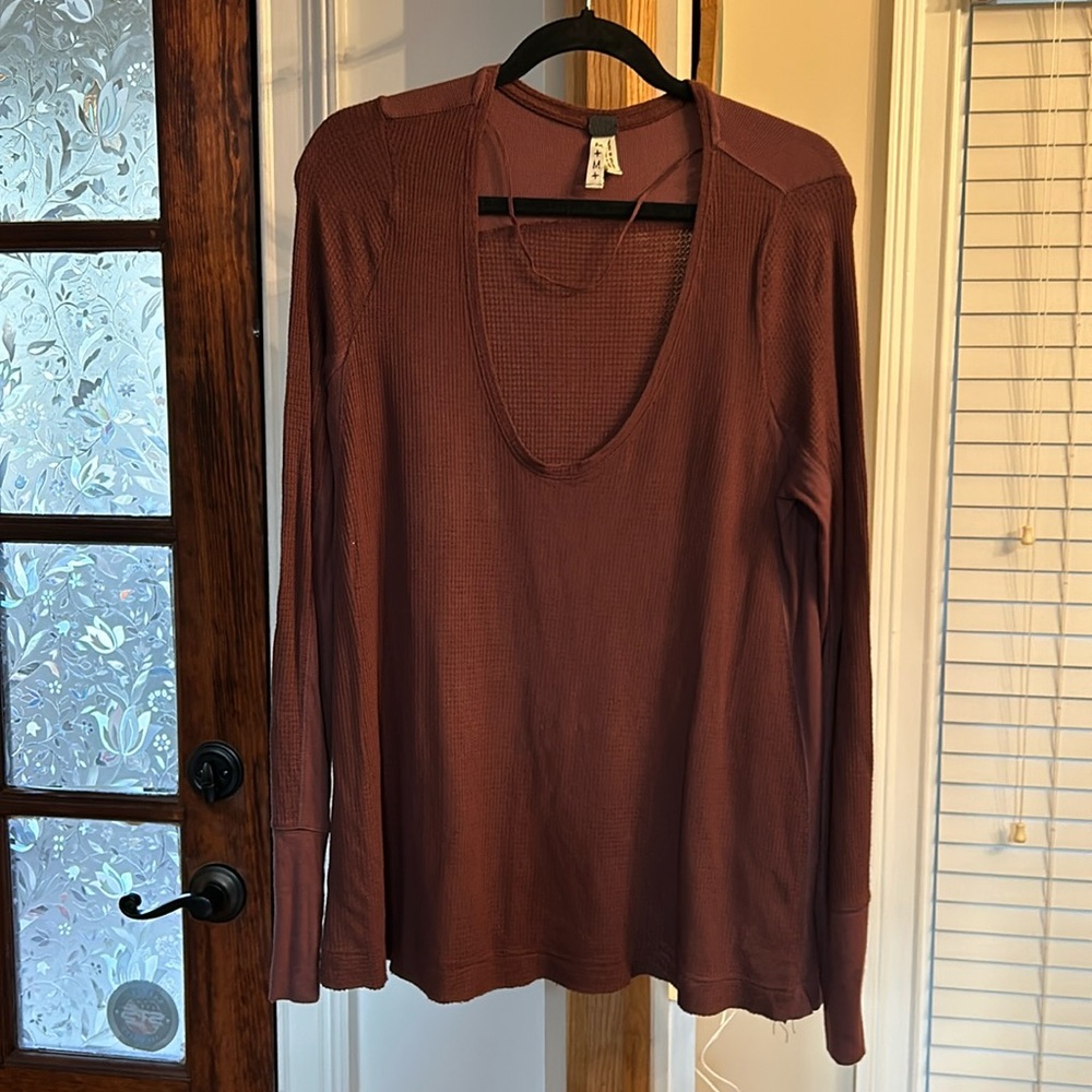 NWOT We the Free brown quilted long sleeve shirt sz M
